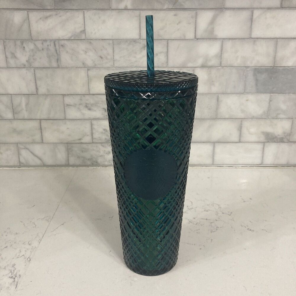 Starbucks 2021 Winter Holiday Studded Jeweled Tumbler Cold Cup 24 oz Dark Green